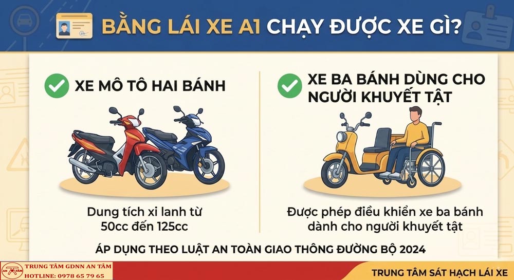 bằng lái xe a1 chạy được xe gì