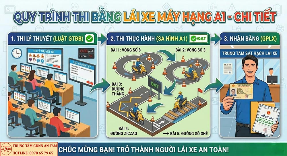 quy trình thi bằng lái xe a1